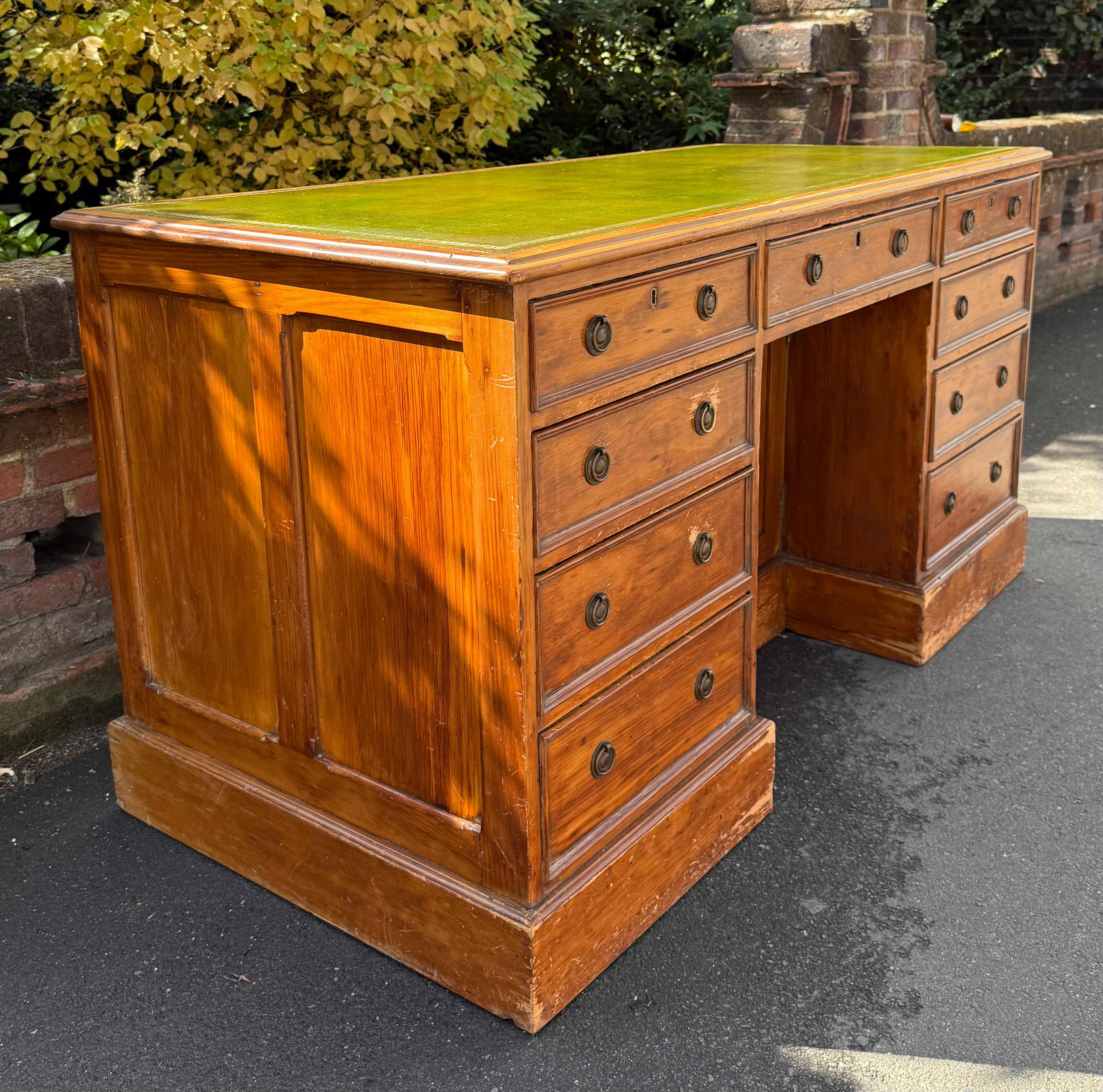 Antique Pine Kneehole Writing Desk