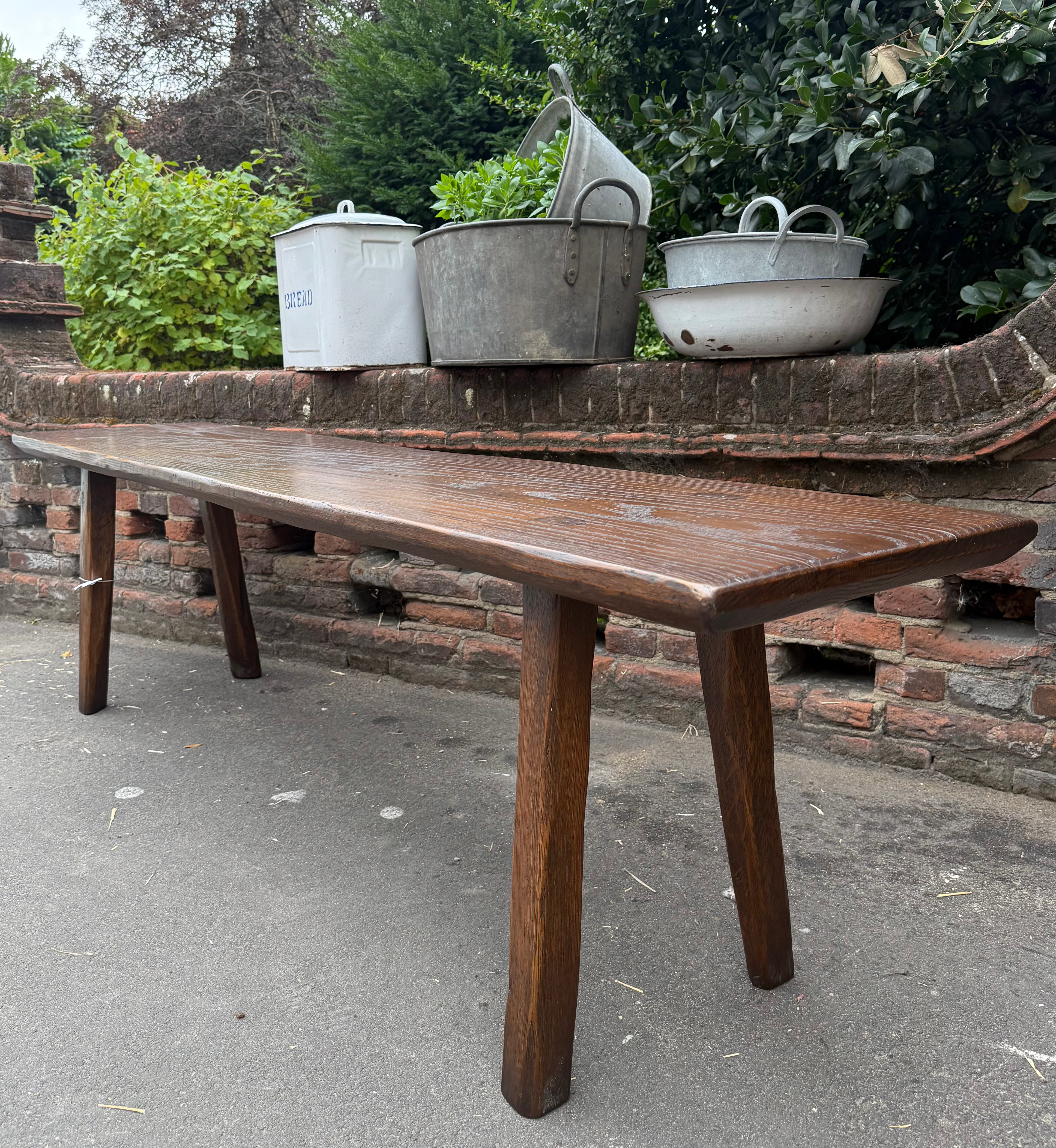 Rustic Solid Oak 2m Long Peg Bench Perfect Hall Or Dining Bench