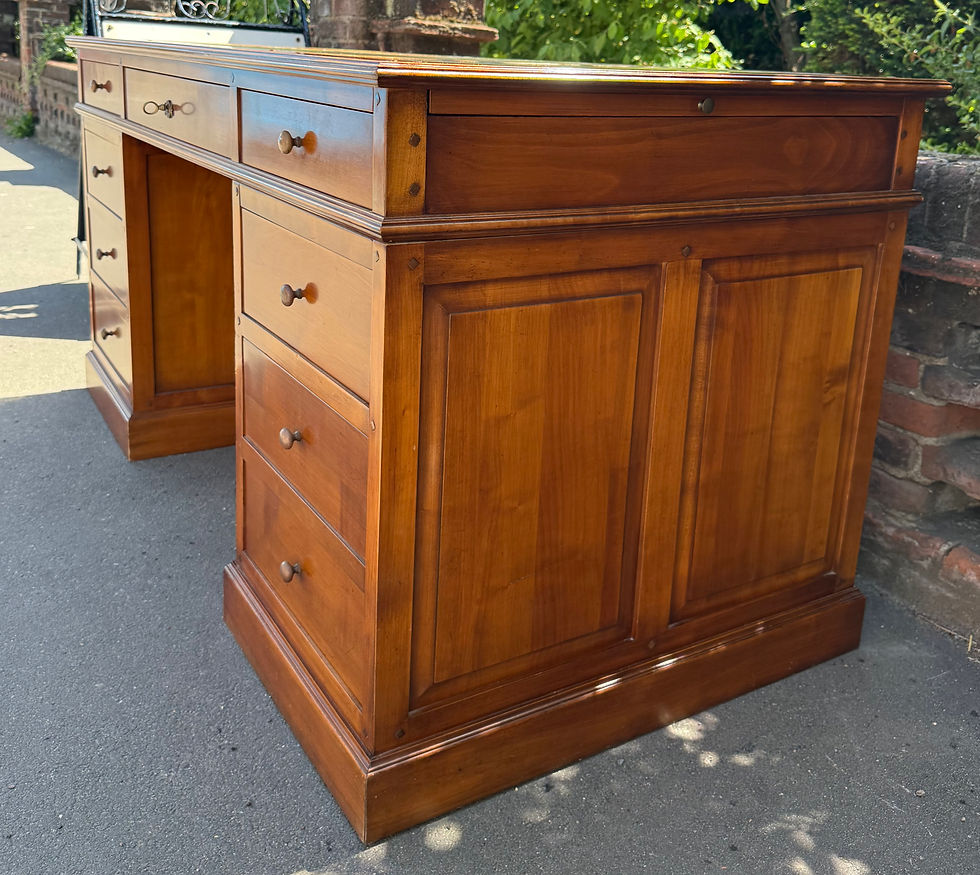 Thumbnail: Large French Hardwood Twin Pedestal Desk