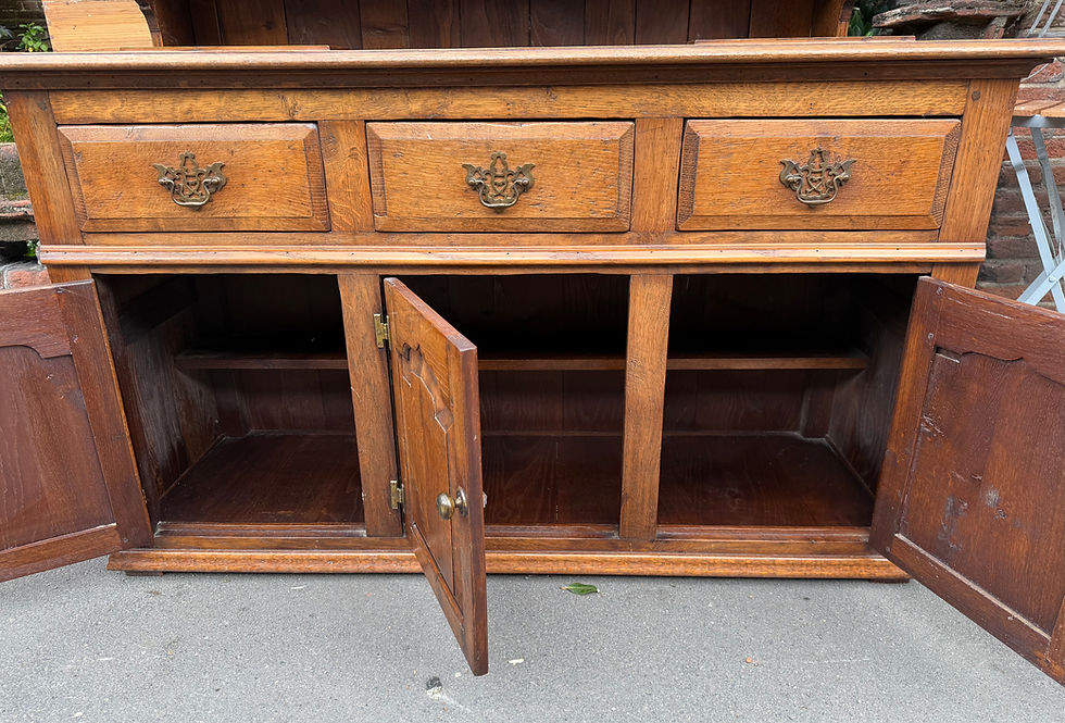 Thumbnail: 17th Century Style Solid Oak Two Height Display Dresser