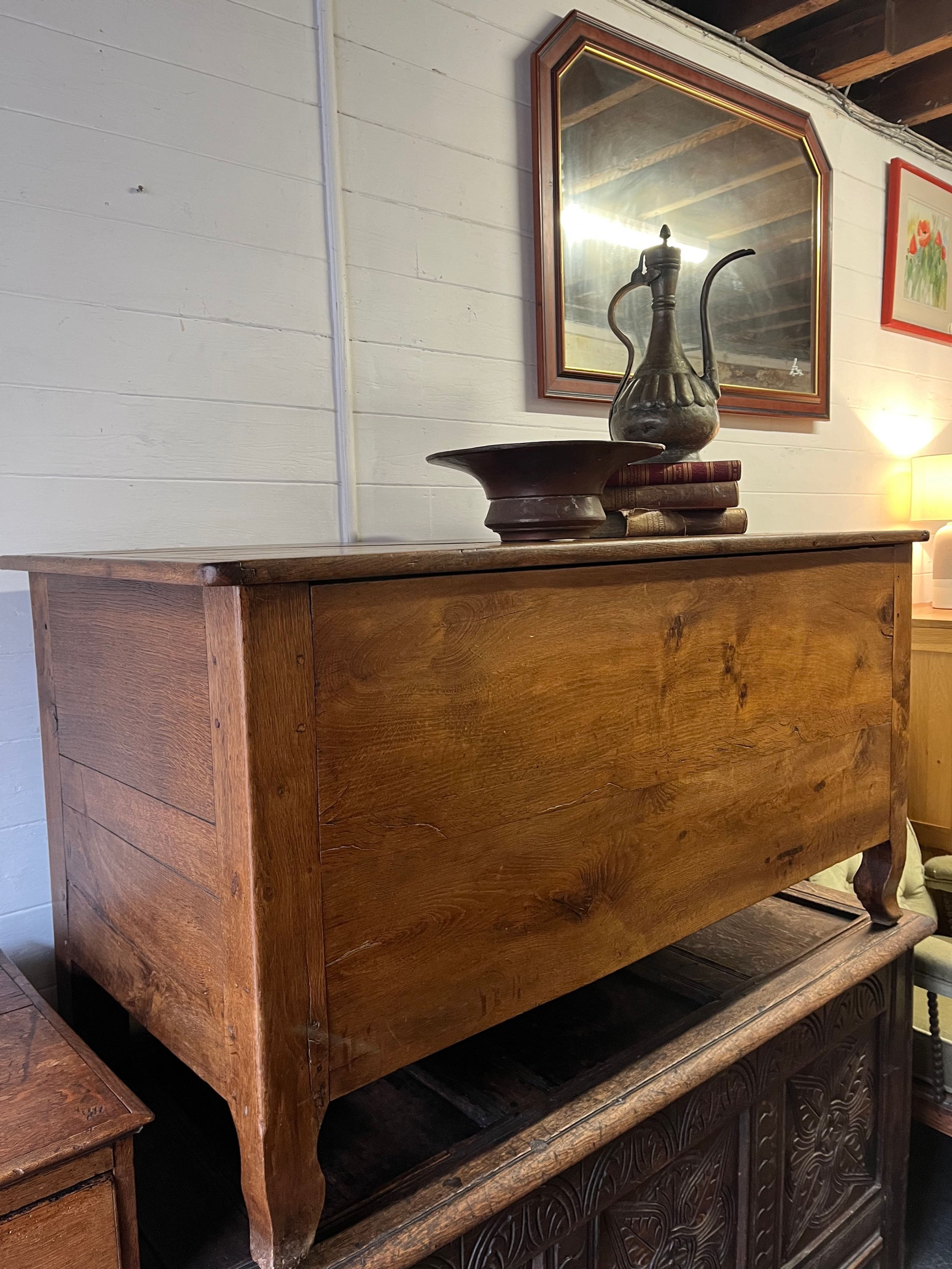Large 19th Century Elm Coffer / Blanket Chest
