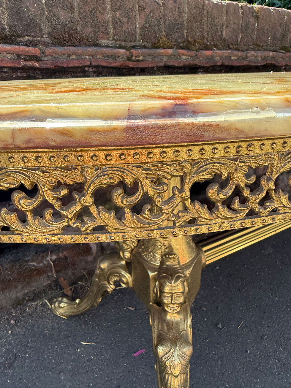 Thumbnail: Ornate Italian Style Onyx Marble Top Coffee Table