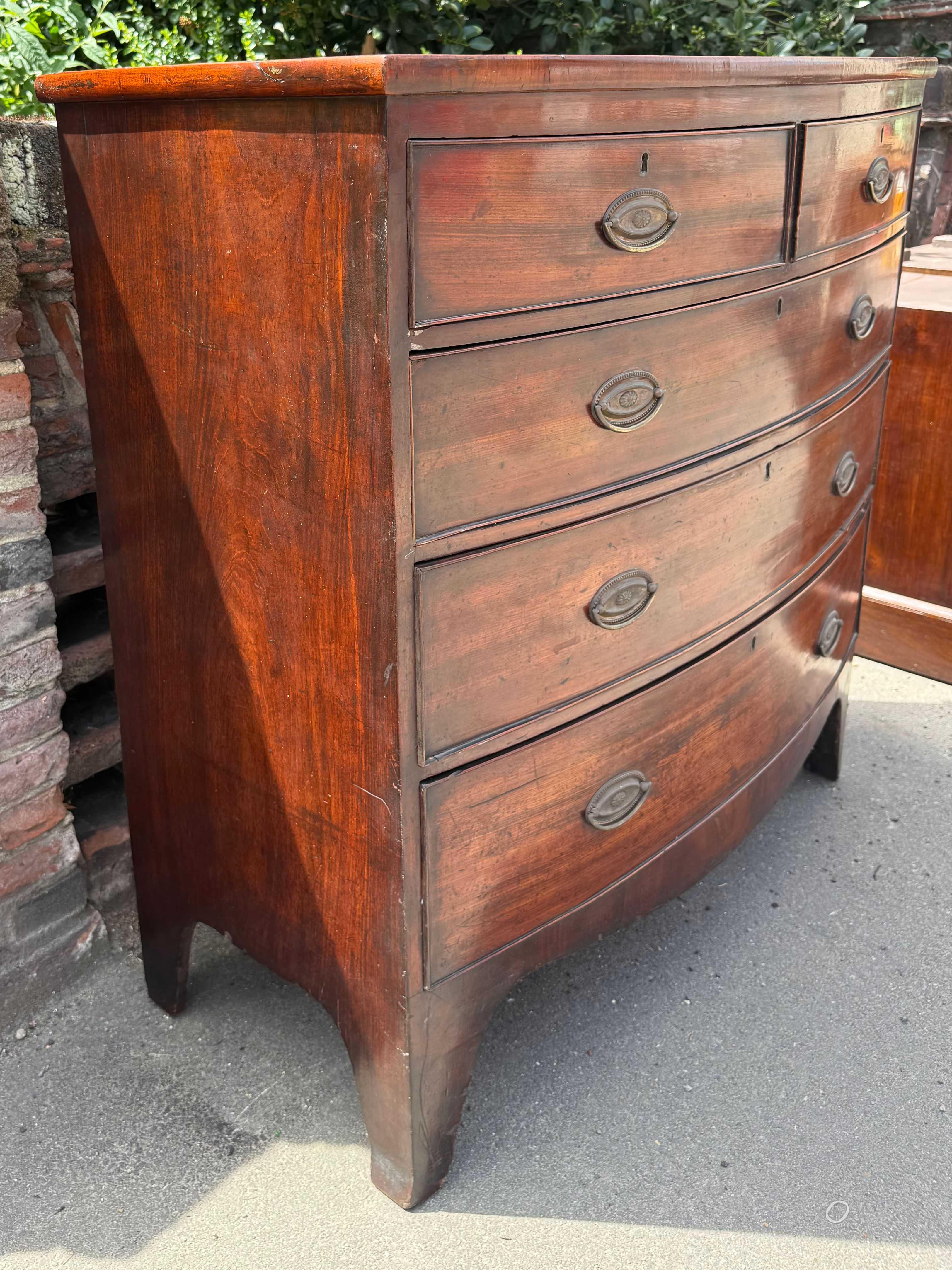 19th Century Mahogany Bow Fronted Chest Of Drawers