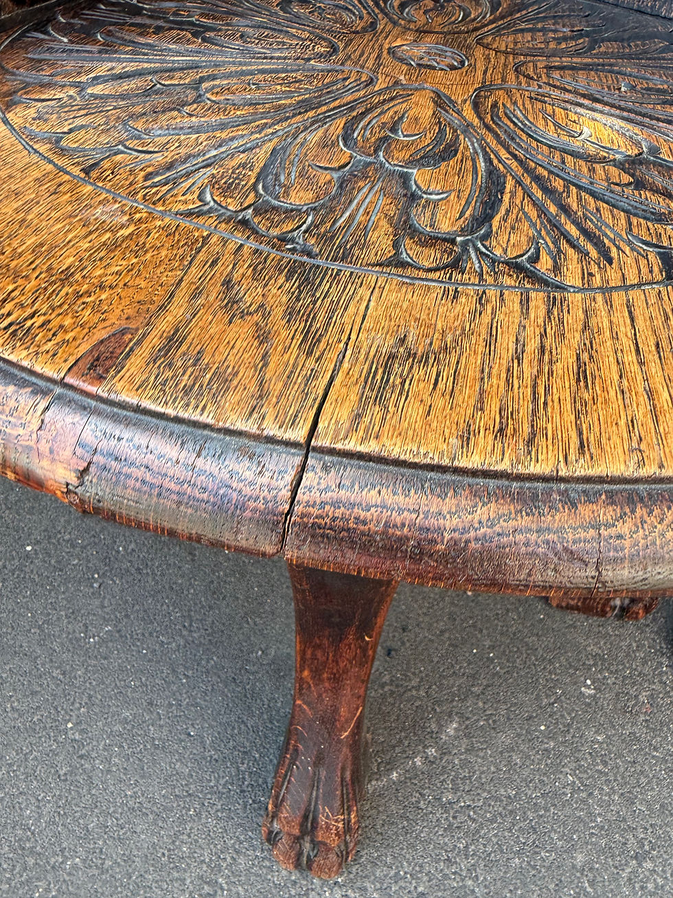 Thumbnail: Carved Oak Antique Captains Swivel Desk Chair / Tub Armchair
