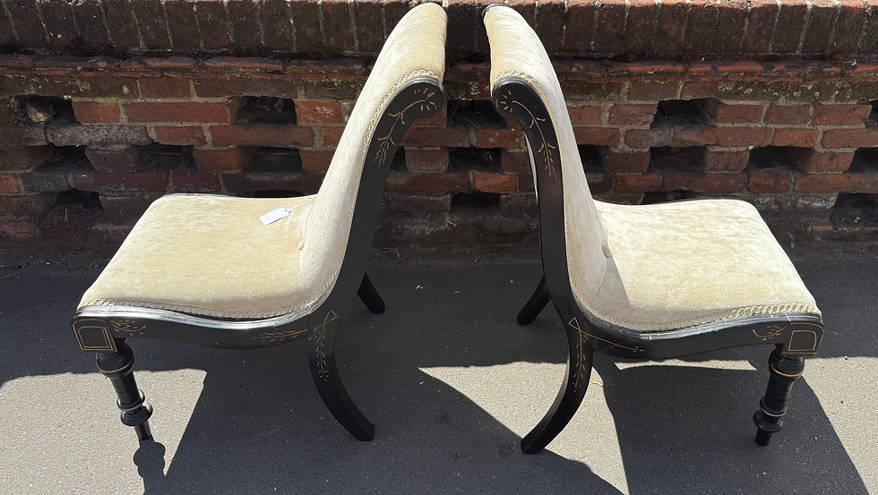Thumbnail: Pair Of Victorian Ebonised Nursing Chairs / Occasional Chairs