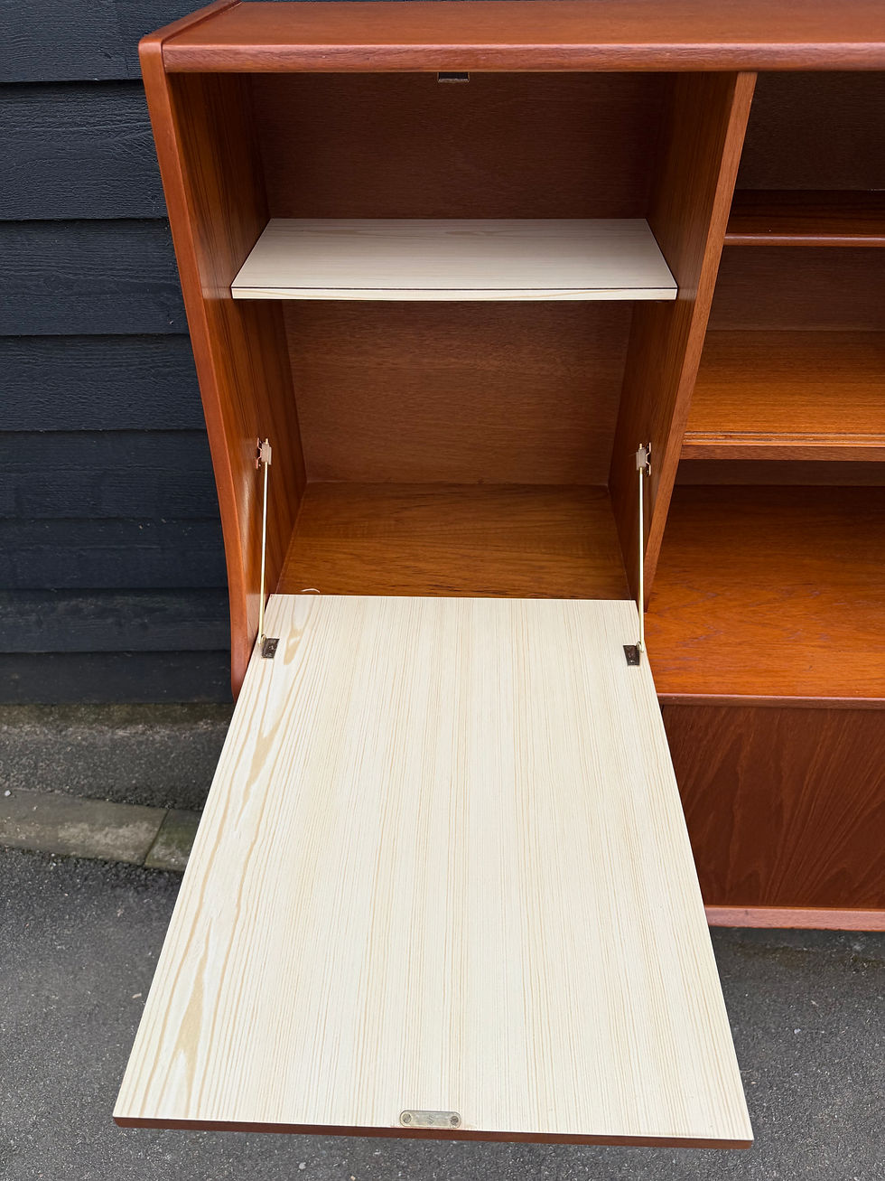 Thumbnail: Mid Century Teak Highboard Sideboard Cabinet