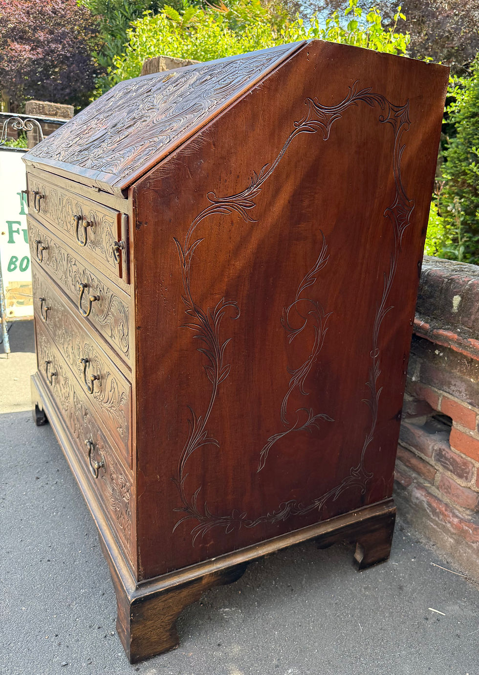 Thumbnail: Antique Carved Slope Fronted Writing Bureau