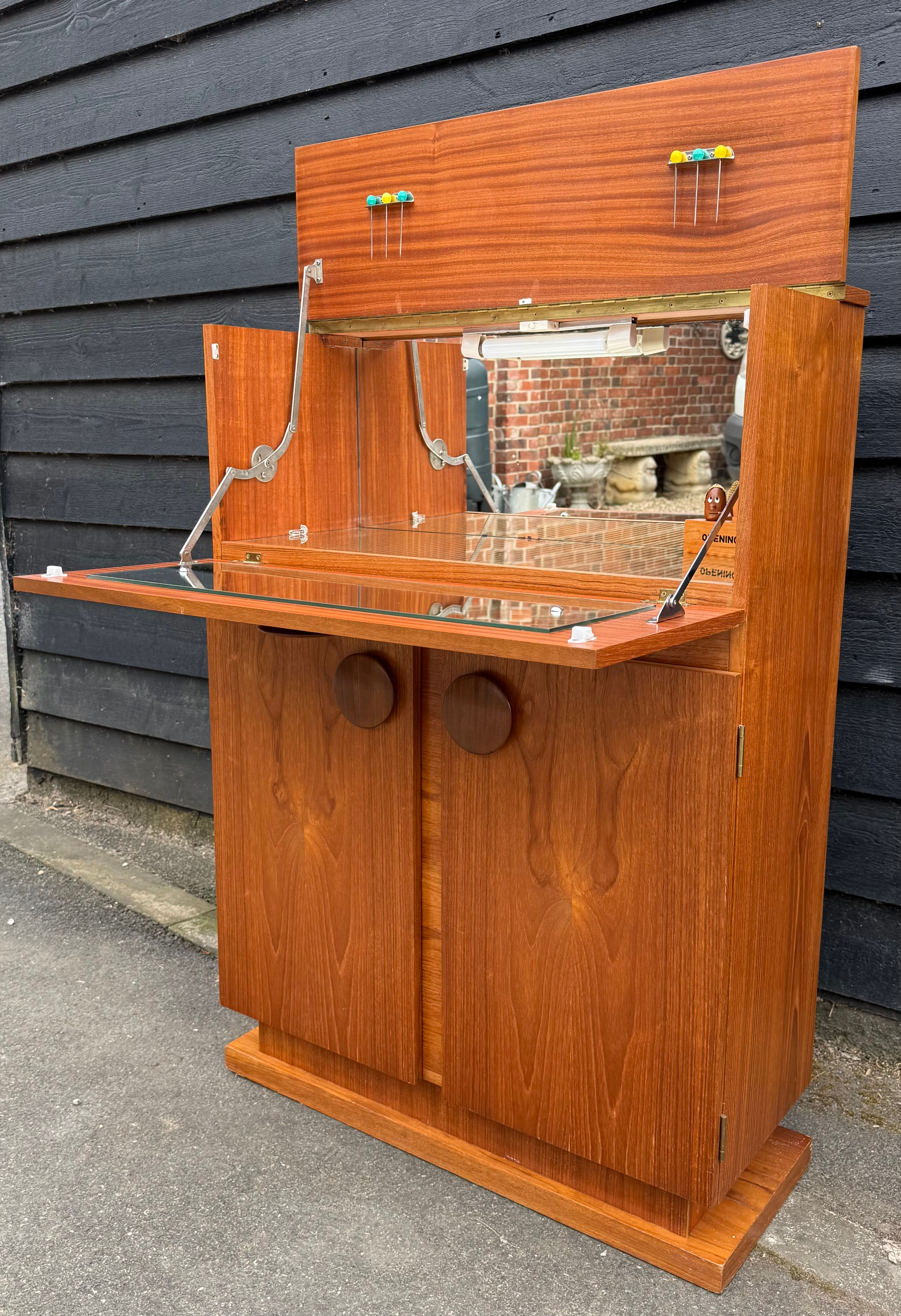 Mid Century Teak Cocktail Drinks Cabinet By Sureline Furniture