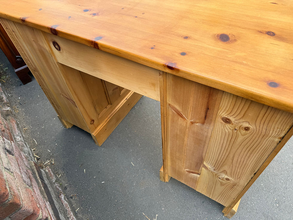 Thumbnail: Small Solid Waxed Kneehole Desk / Dressing Table