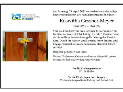 Nachruf Roswitha Gessner-Meyer