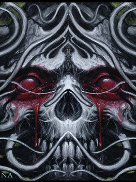 professor de desenho autoral rodrigo pena tattoo art, caveira chorando sangue, técnica pastel seco