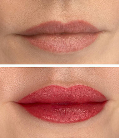 Lip blush before/after
