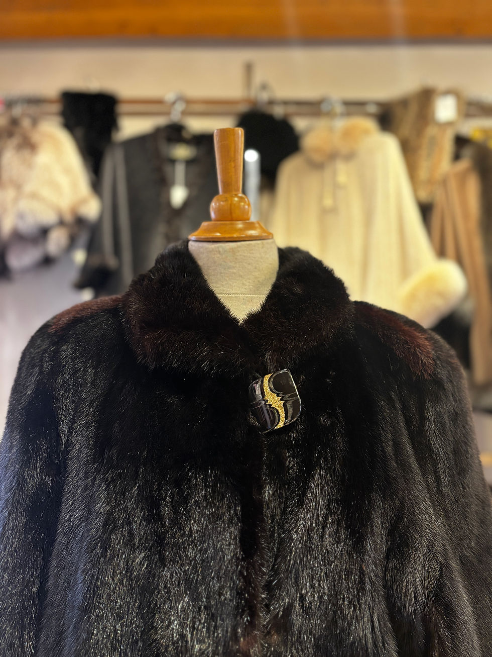 Thumbnail: Black mink coat, Medium