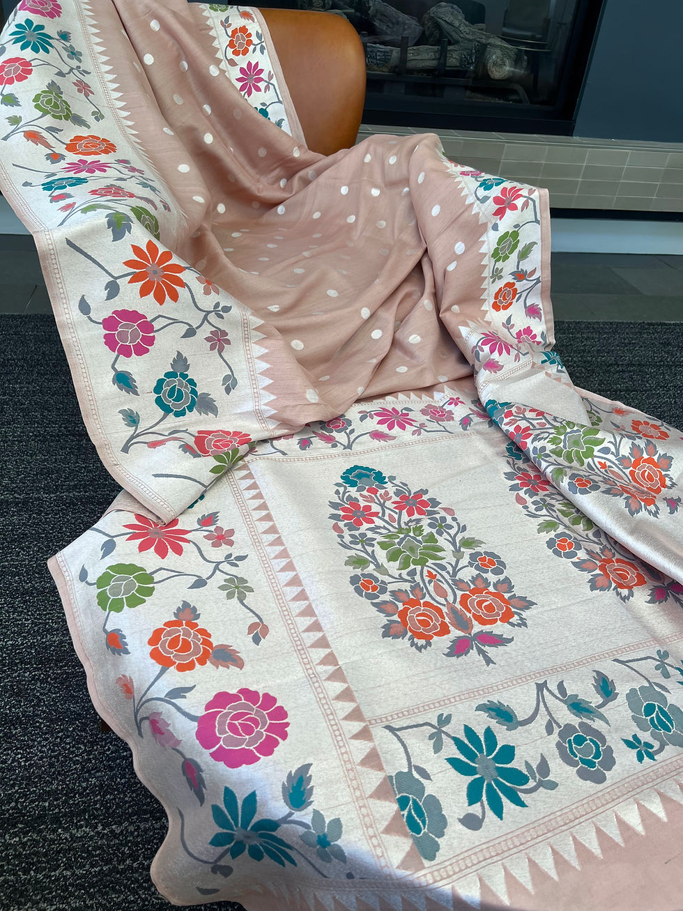 Thumbnail: Premium quality Handwoven pure tussar georgette Banarasi silk saree with Paithan
