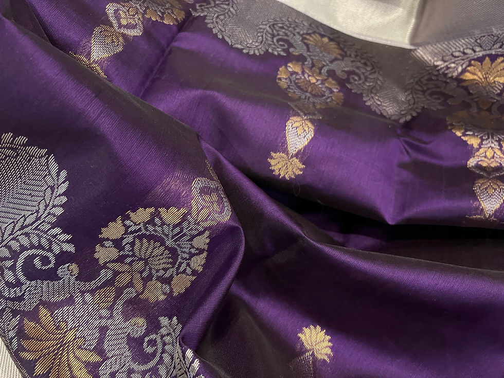 Thumbnail: Purple Handloom Chanderi Silk Saree With Broad Silver Zari Border
