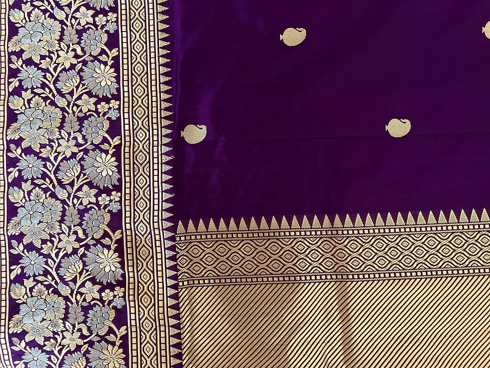Thumbnail: Purple Banarasi Handwoven Pure Silk Saree