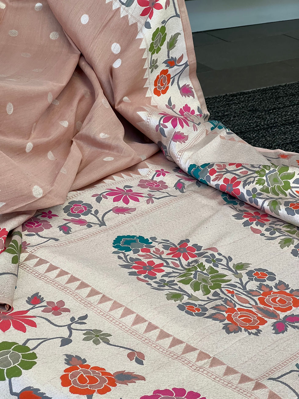 Thumbnail: Premium quality Handwoven pure tussar georgette Banarasi silk saree with Paithan