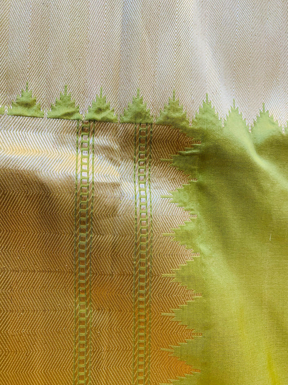 Thumbnail: Sage Green Banarasi Handwoven Katan Silk Saree With Tanchoi Brocade Border