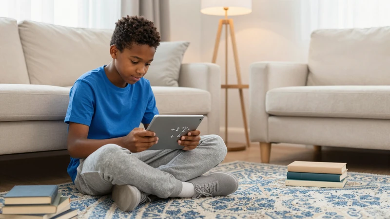 Student on a tablet studying