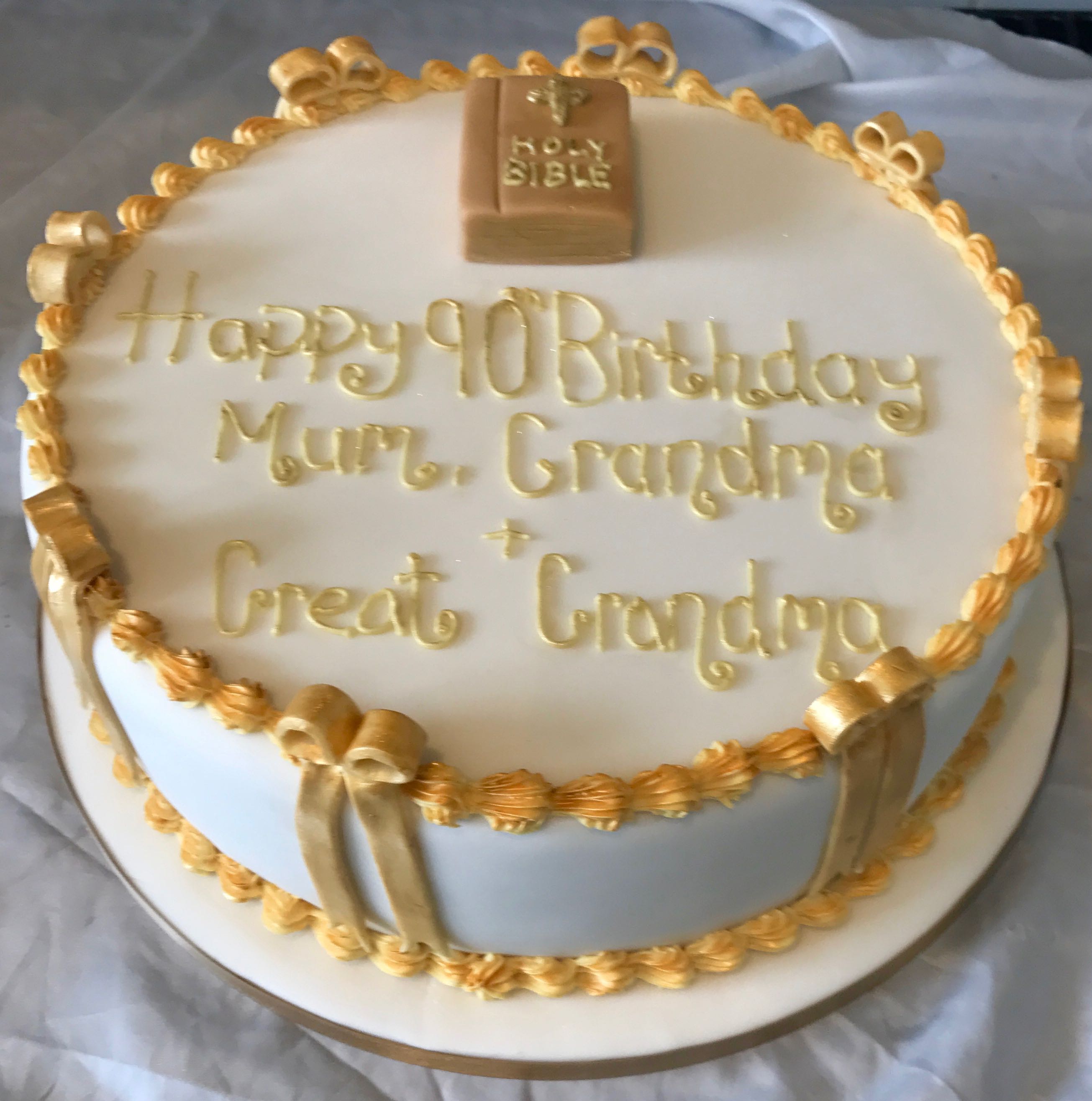 Golden Trim 90th Birthday Cake