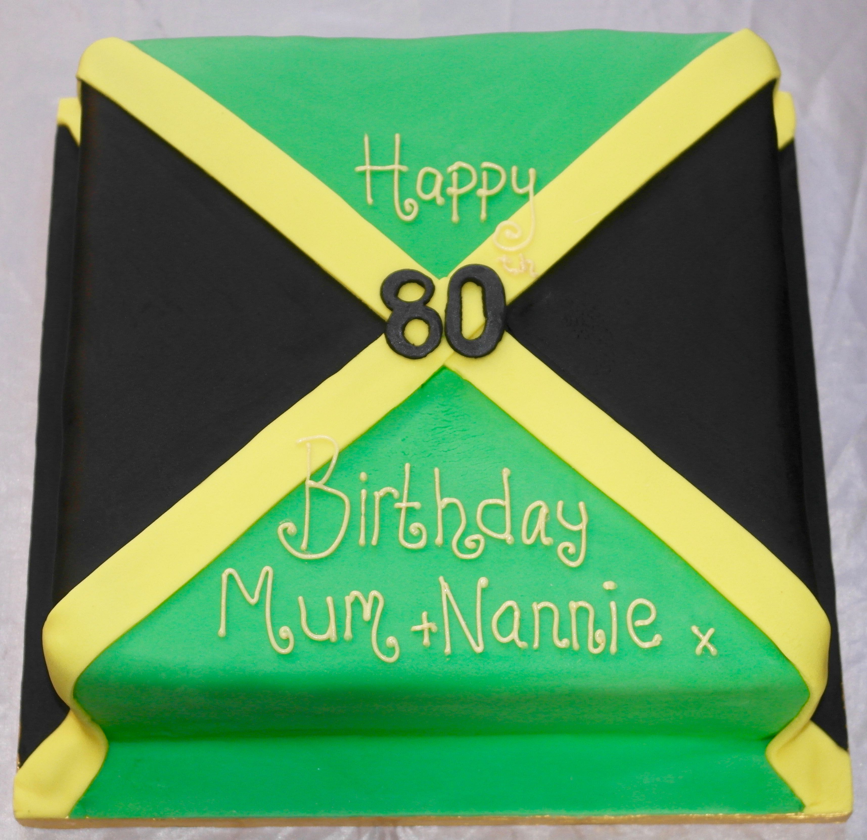 Jamaica Flag 80th Birthday Cake