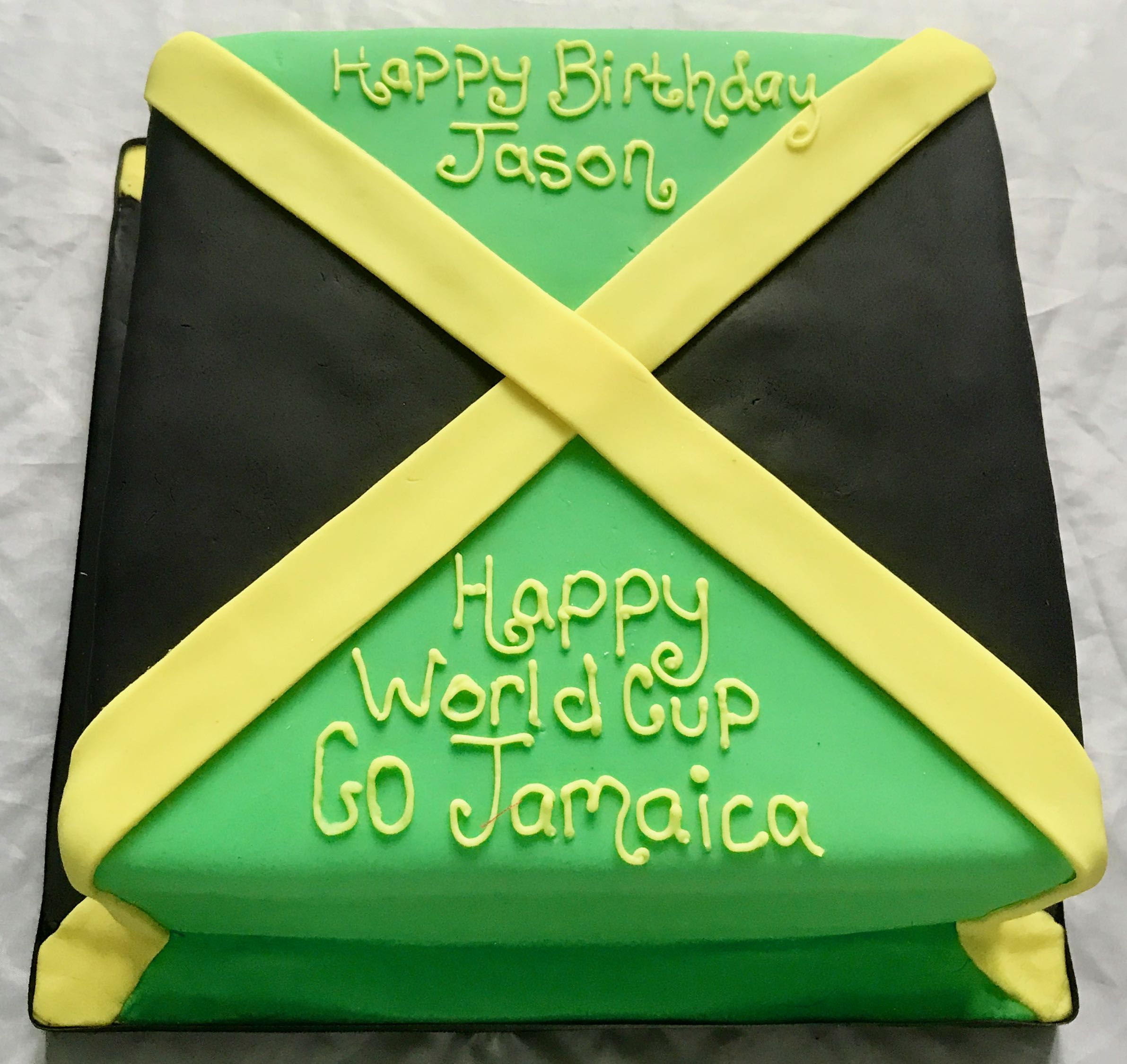 World Cup Jamaica Flag Cake