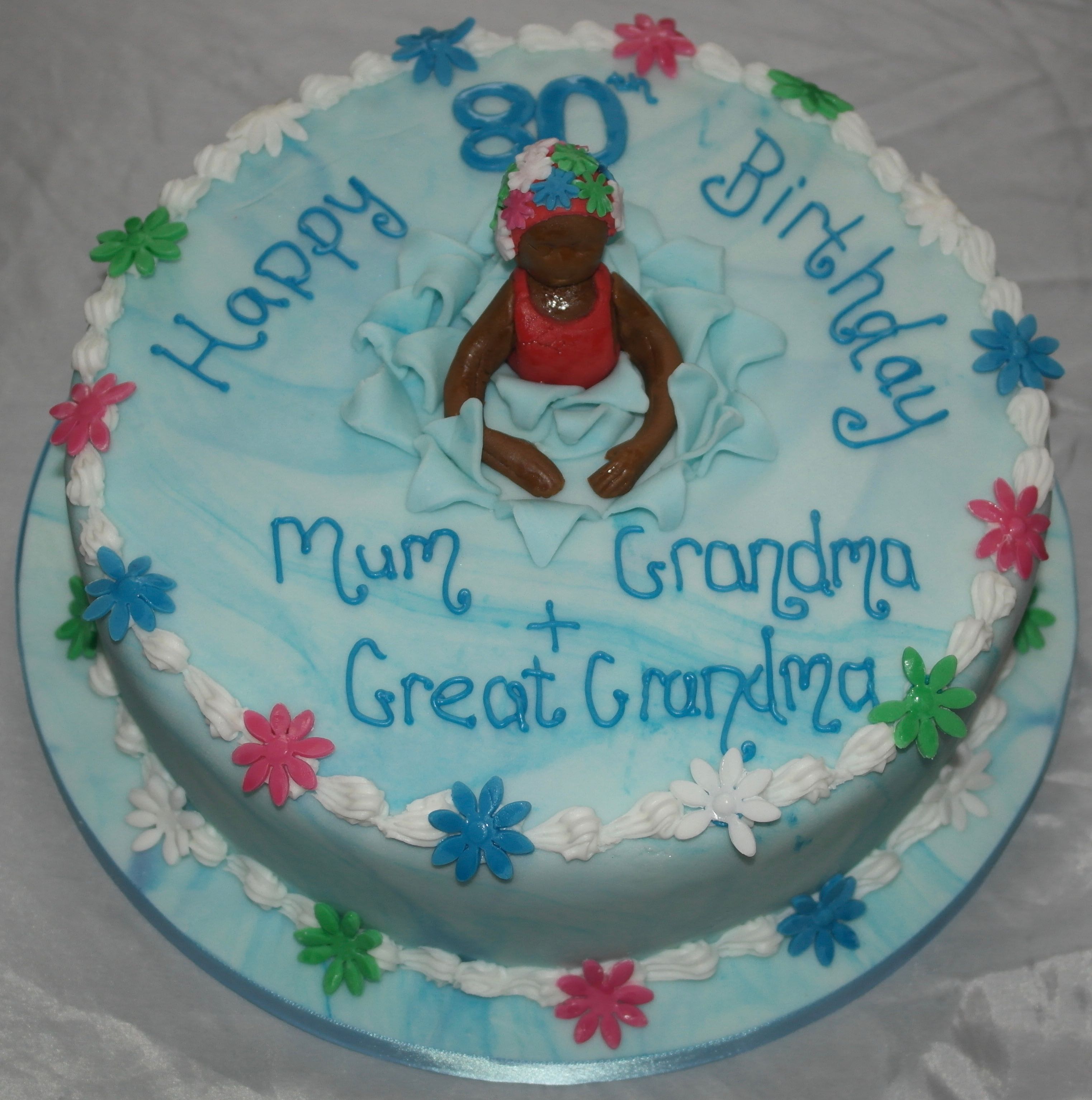 80th Birthday Swimming Theme Cake