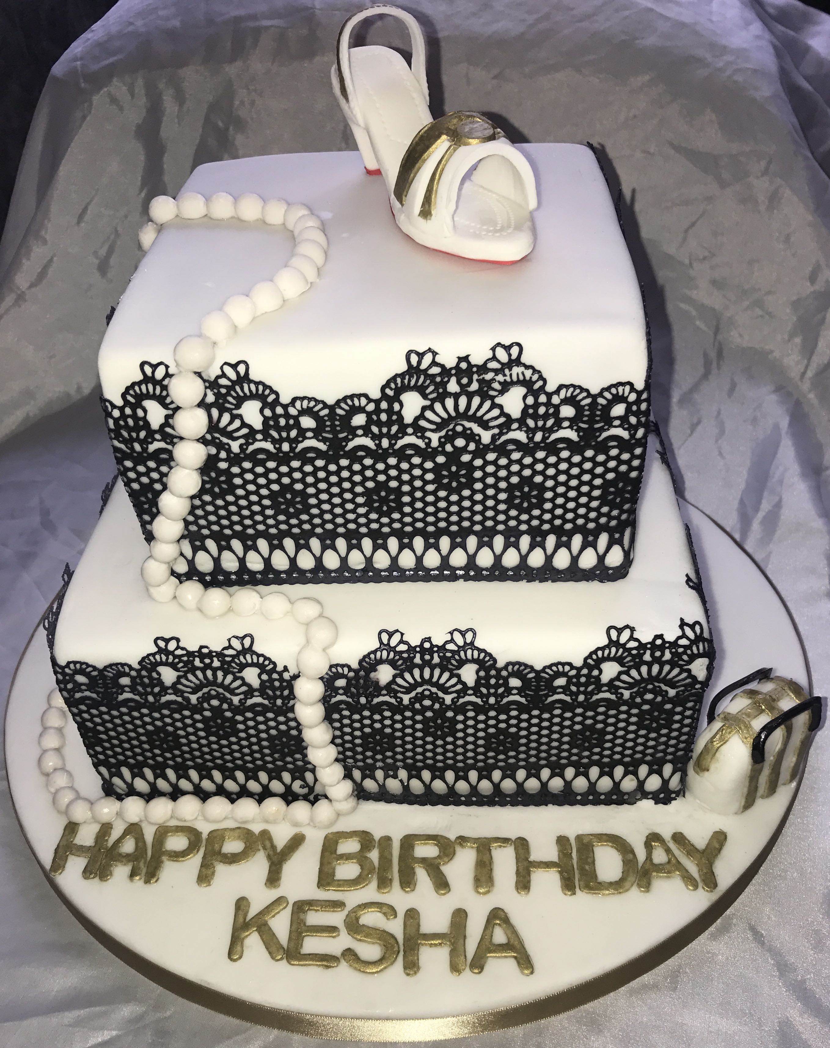 Lace Design Shoe Cake
