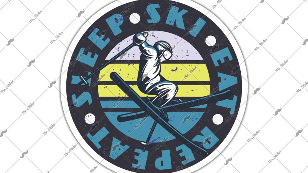 HBG96 Sleep Ski Eat Repeat Yazili Etiket