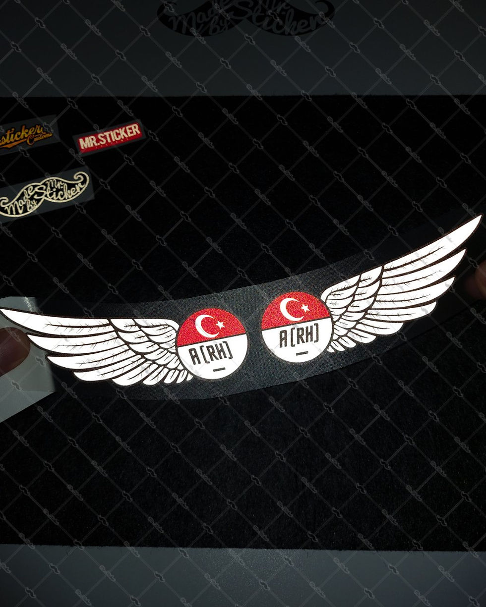 Küçük resim: BT23 Reflektif Kanat Desenli A Rh Negatif (-) Kan Grubu Etiket Seti