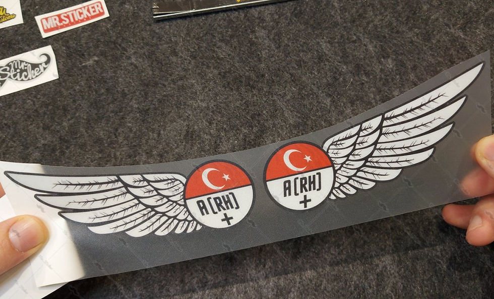 Küçük resim: BT22 Reflektif Kanat Desenli A Rh Pozitif (+) Kan Grubu Etiket Seti