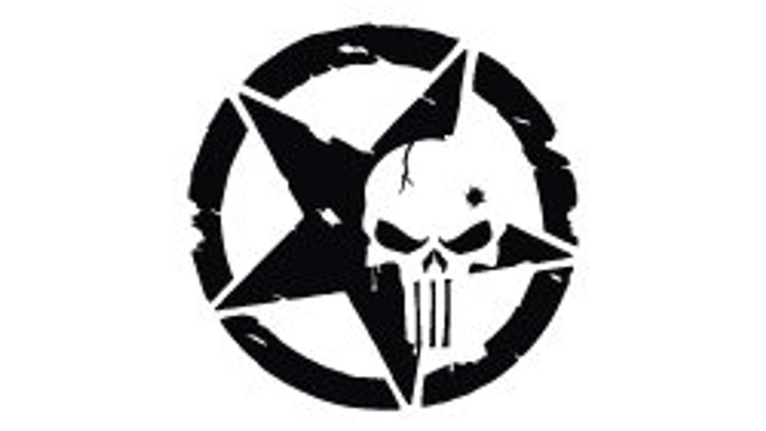 CAR36 SS Kurukafa Desenli Yildiz Etiketi - Mat Siyah - XL Boy