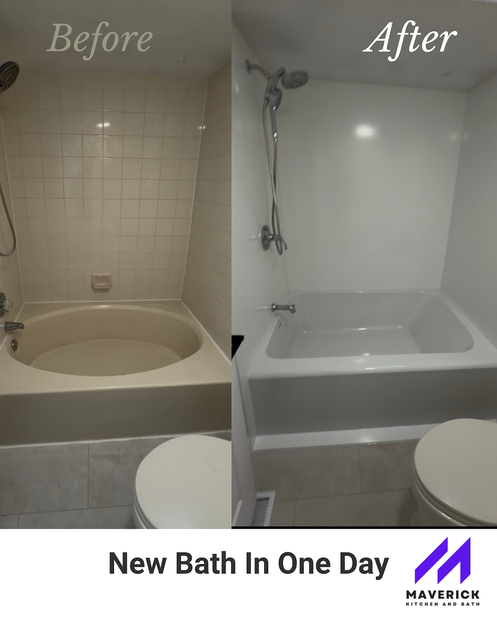 Eye-level view of remodeled shower and tub area in a Castle Rock home
