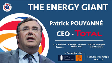 Doing more, with less, and better: an unsolvable equation?
Patrick Pouyanné, Total’s CEO and Chairman of the Board, has taken up the challenge. With $210 billions revenue in 2019 and 100.000 employees, the French multinational integrated Oil and Gas company is one of the six “Supermajor” oil companies in the world. It is also the largest French company and the 4th in Europe.
Between an interview at the World Economic Forum in Davos and a meeting with Vladimir Putin, Patrick Pouyanné stops at the LSE.
The interview was be led by Dr David Newton, Visiting Fellow in the Department of Management at LSE, who worked with Shell for 20 years.