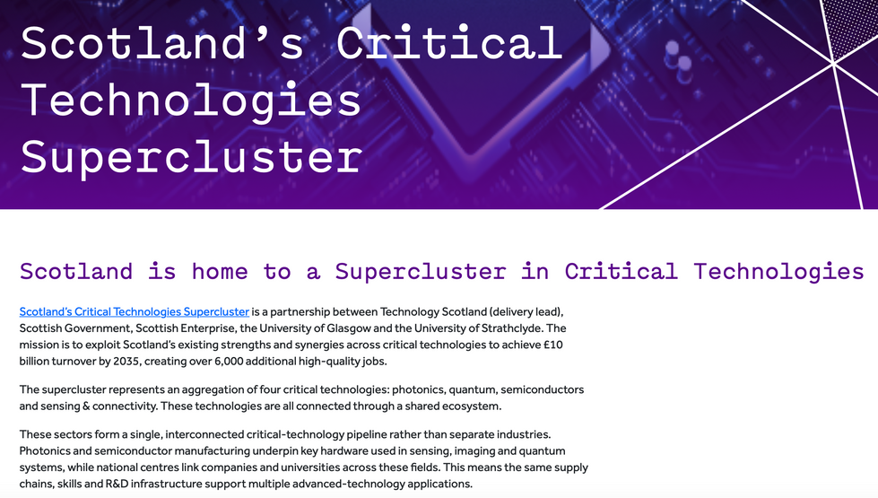 Scotland's Critical Technologies Supercluster