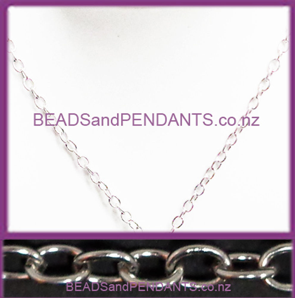 OVAL 6x4.5x1mm - Stainless Steel Chain Necklace (TC02)
