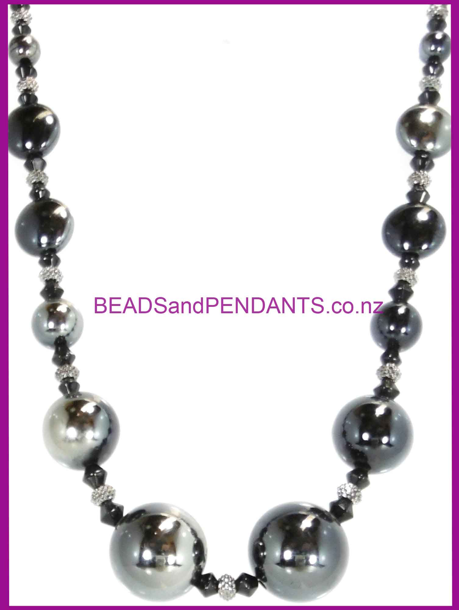 Necklace - SHINY TWO-TONE acrylic BLACK (N1500)