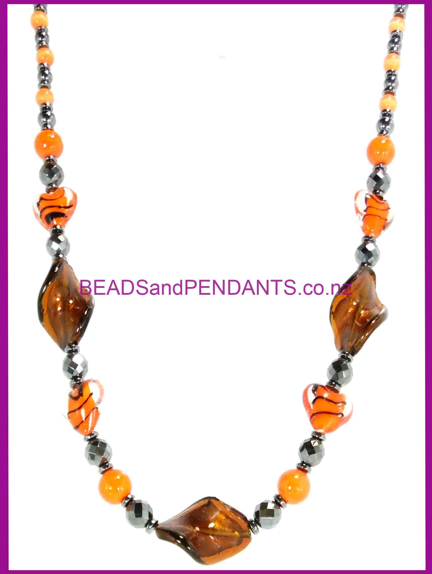 Necklace - TWIST Silverfoil ORANGE (N1998)