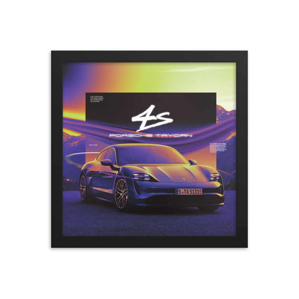 Porsche Taycan 4s framed poster