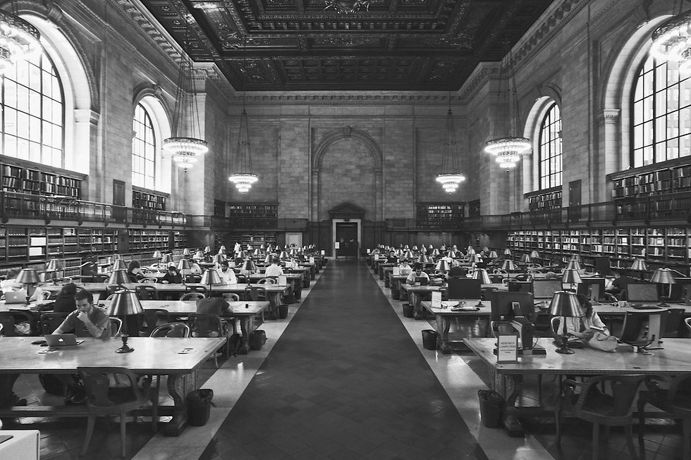 Students studying in a university library