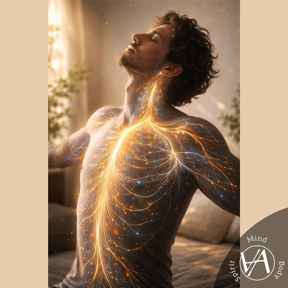 Illustration conceptuelle du système nerveux traitant des signaux sensoriels avec un déséquilibre dans le filtrage de l’information lié à la douleur chronique.