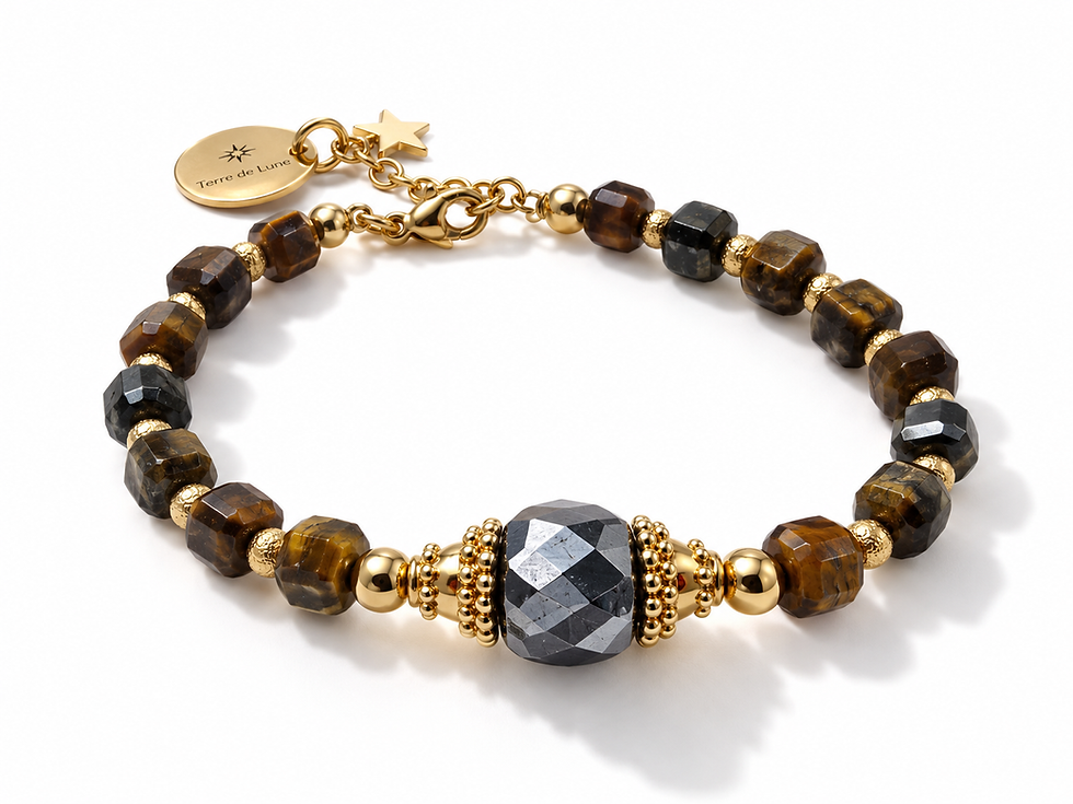 Miniature : Bracelet Sandro - Oeil de tigre et hématite