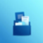 Abstract flat illustration of organized digital documents flowing into a structured folder
