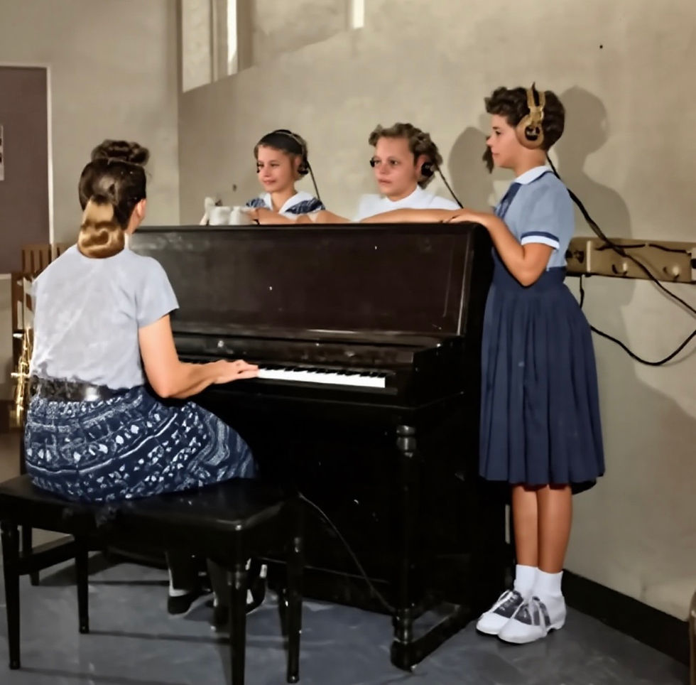 CSDR once had three pianos on campus in support of the aural-oral approach as the communication policy pushed in 1950 by CDE Deputy Superintendent Dr Herbert Stolz. One piano was stored in the Social Hall back room for plays. One in the Lower School. One in the rhythm room in the Seely Center. In the 2000s, Dorm Counselor Jens Rechenberg, ’81, bought one piano from the CSDR warehouse for $100. He stored it in his garage for 10 years before bringing it back to campus for a permanent home in the museum. Thank you, Jens!