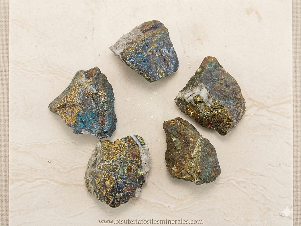 Ejemplares de Calcopirita, mineral natural en bruto