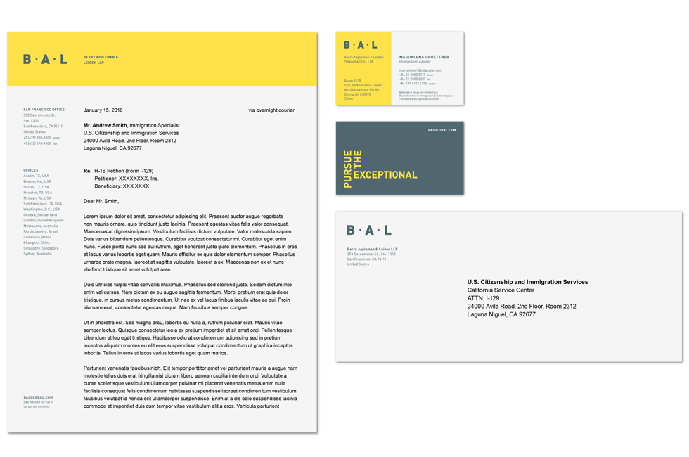 BAL identity design stationery collateral