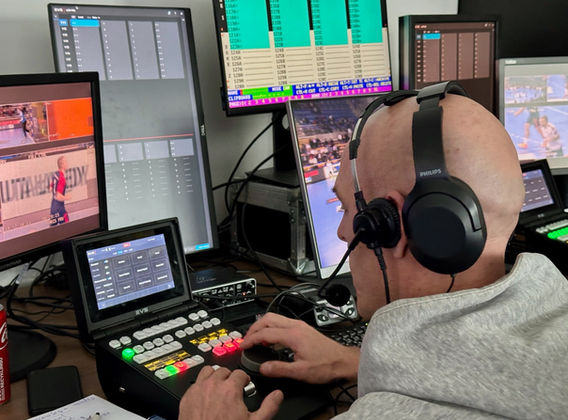 EVS Replay Operator working on LSM-VIA during live sports broadcast