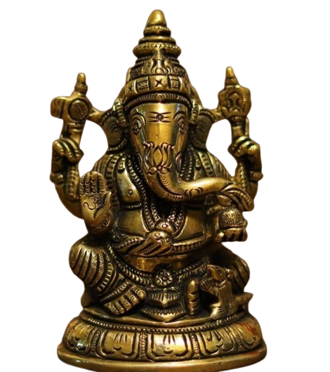 Brass Ganesha Idol Front View