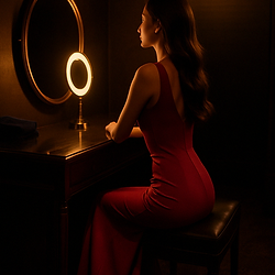 여직원이 룸 내부에서 응대 준비를 하는 장면 이미 지