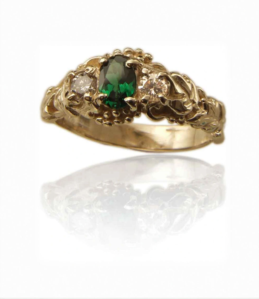 6x4mm Grapes on the Vine 3 stone Wide